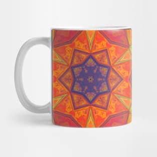 Mosaic Kaleidoscope Flower Green Orange and Purple Mug